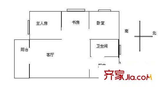 文船生活区户型图3房1厅户型图 3室1厅1卫1厨