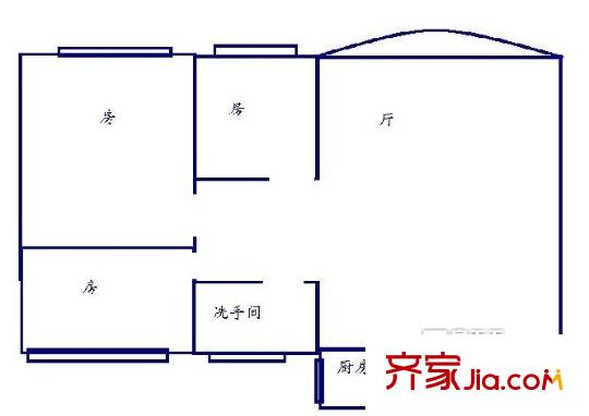 隆德大厦户型图3室1厅户型图 3室1厅1卫1厨