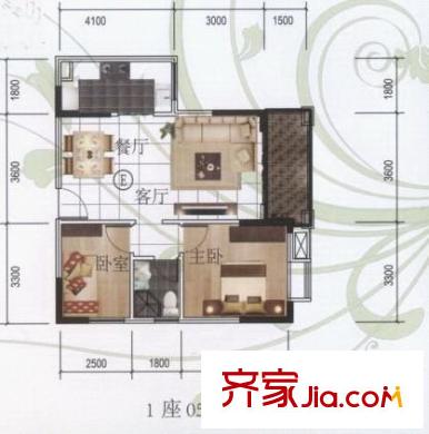 鑫润花园(番禺)户型图2室2厅户型图 2室2厅1卫1厨