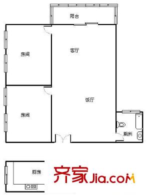 共和二路小区户型图2室2厅 户型图 2室2厅1卫1厨