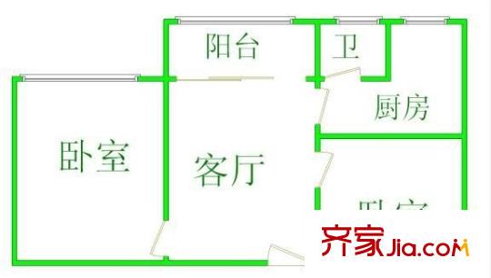 共和二路小区户型图2室1厅 户型图 2室1厅1卫1厨