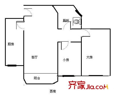 淘金东路小区 2室 户型图