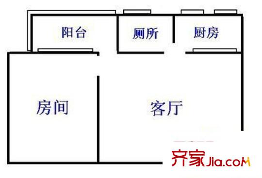 淘金东路小区 1室 户型图