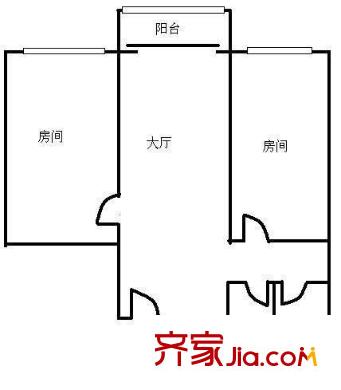 寺贝新街大院户型图2室1厅 户型图 2室1厅1卫1厨