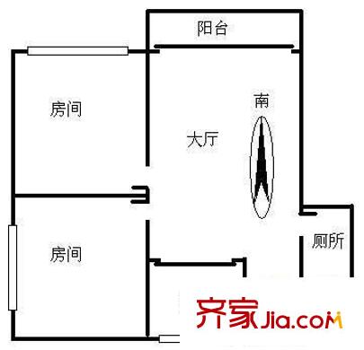 寺贝新街大院户型图2室2厅 户型图 2室2厅1卫1厨