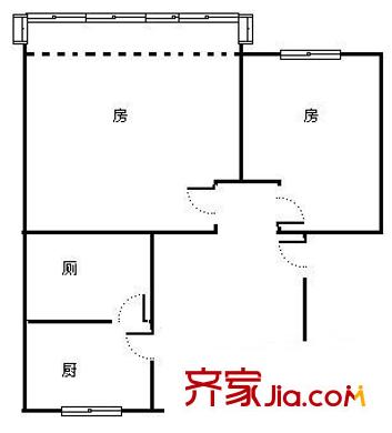 青菜东街小区户型图2室1厅户型图 2室1厅1卫1厨