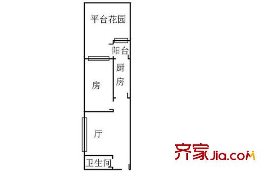 豪贤苑户型图1室1厅户型图 1室1厅1卫1厨