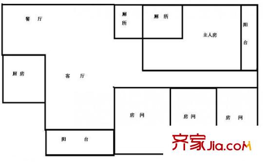 华友大厦户型图4室2厅户型图 4室2厅2卫1厨