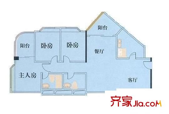 华友大厦户型图3室2厅户型图 3室2厅2卫1厨