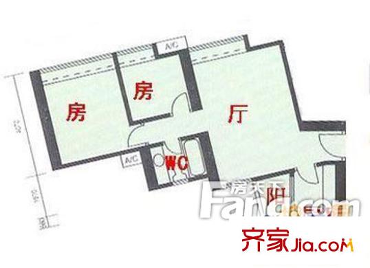 东风广场一期户型图2室1厅户型图 2室2厅1卫1厨