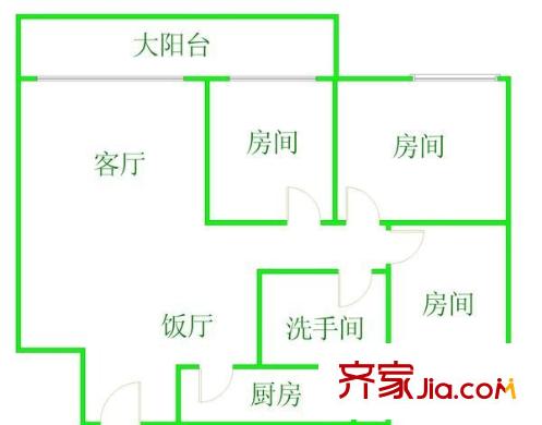光大花园和榕风景(F区)户型图3室2厅户型图 3室2厅1卫1厨