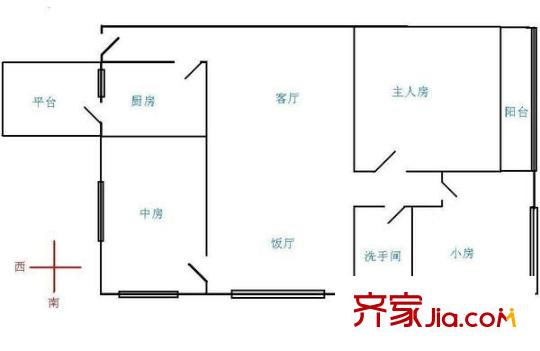 下塘西小区户型图3室2厅户型图 3室2厅1卫1厨