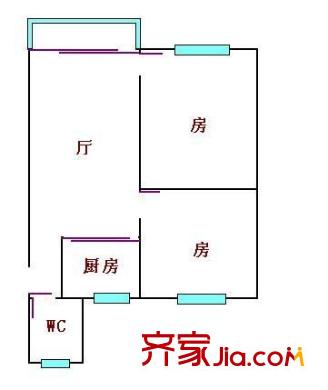 下塘西小区户型图2室1厅户型图 2室1厅1卫1厨