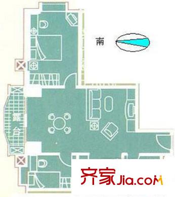 广怡大厦户型图2室2厅户型图 2室2厅1卫1厨