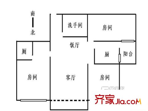 广怡大厦户型图3室2厅户型图 3室2厅2卫1厨