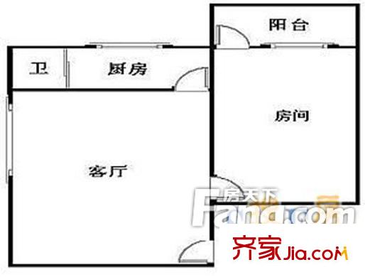 广怡大厦户型图1室1厅户型图 1室1厅1卫1厨