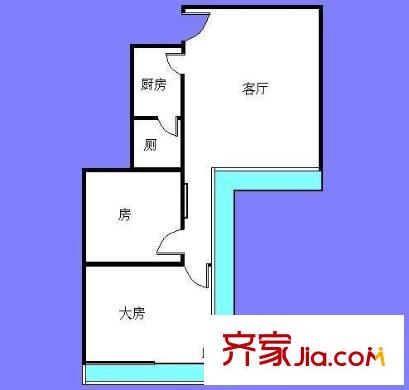 晓南花园户型图2室1厅户型图 2室1厅1卫1厨