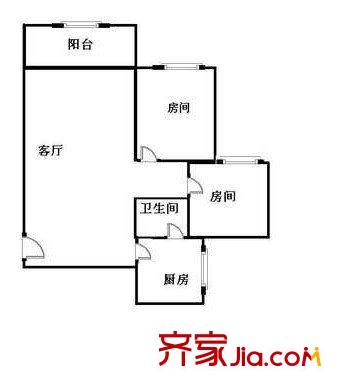晓南花园户型图2室1厅户型图 2室1厅1卫1厨