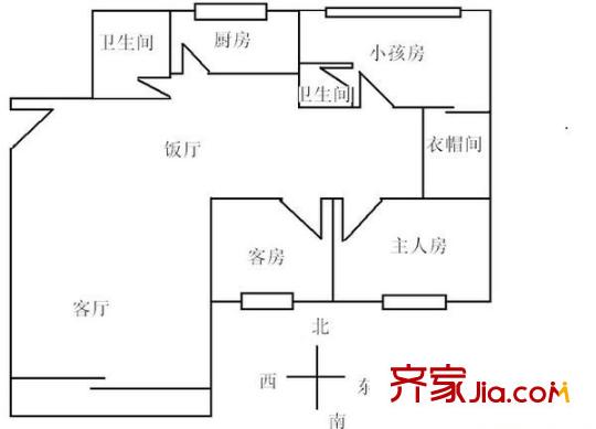 基立下道北小区户型图3室2厅户型图 3室2厅2卫1厨