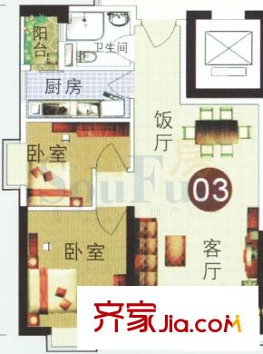 润田雅苑户型图2室2厅户型图 2室2厅1卫1厨