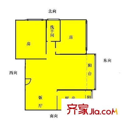 鸿富大厦户型图2室1厅户型图 2室1厅1卫1厨