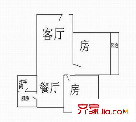 工业路大院户型图2室2厅户型图 2室2厅1卫1厨