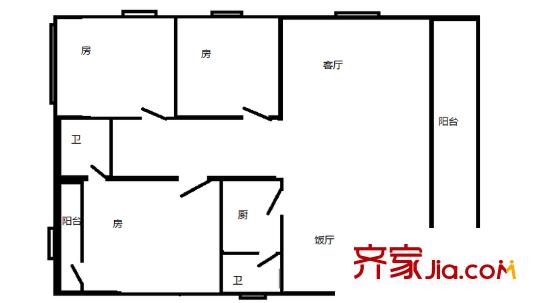 置业华逸大厦 3室 户型图