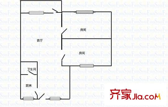 新港西远洋宿舍 2室 户型图
