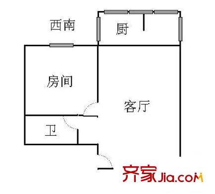 海珠凤凰新村户型图1室1厅户型图 1室1厅1卫1厨