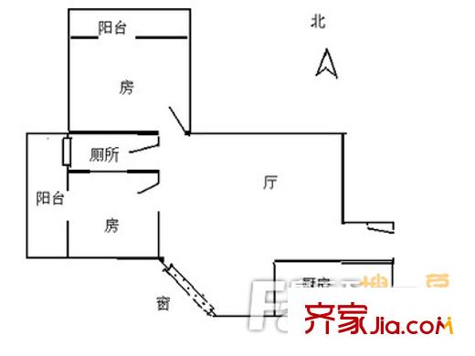 华乐苑户型图2室1厅户型图 2室1厅1卫1厨