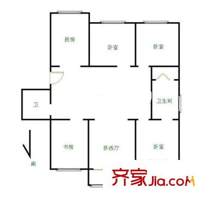 华乐苑户型图4室2厅户型图 4室2厅1卫1厨