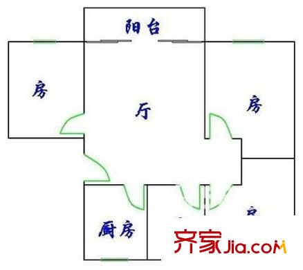 海珠凤凰新村户型图3室1厅户型图 3室1厅1卫1厨