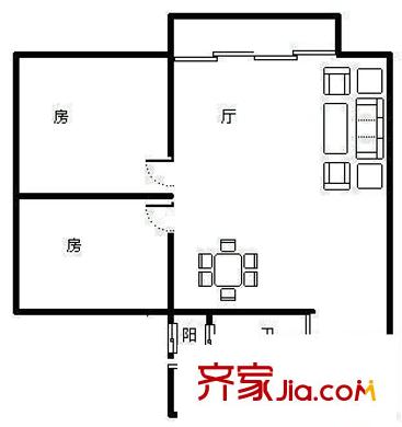 昌岗小区 2室 户型图