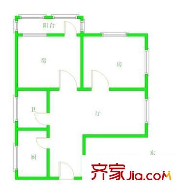 平方米泰大厦户型图2室1厅户型图 2室1厅1卫1厨