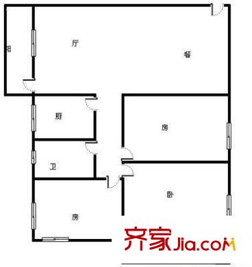 翠怡小区户型图3室2厅户型图 3室2厅1卫1厨