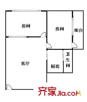 翠怡小区户型图2室1厅户型图 2室1厅1卫1厨