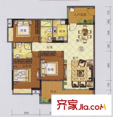 珠光南沙御景户型图珠江南沙御景10栋02单位 3室2厅2卫1厨