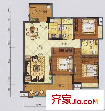 珠光南沙御景户型图珠江南沙御景9栋01单位 3室2厅2卫1厨