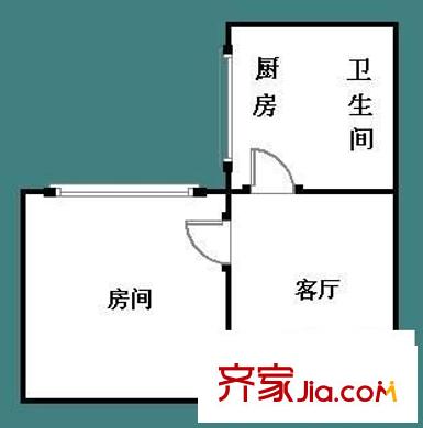 翠怡小区户型图1室1厅户型图 1室1厅1卫1厨