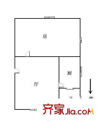 盘福路机关大院户型图1室1厅户型图 1室1厅1卫1厨