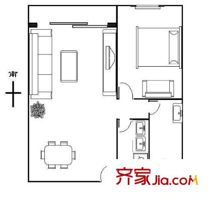 怡雅居户型图1室2厅户型图 1室2厅1卫1厨