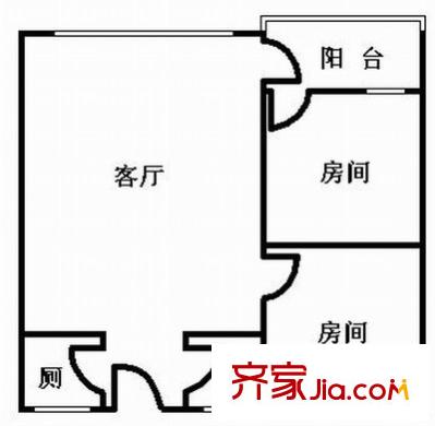 越秀南路小区户型图2室1厅 户型图 2室1厅1卫1厨