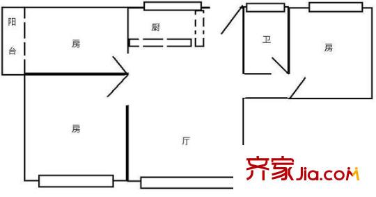 越秀南路小区 3室 户型图
