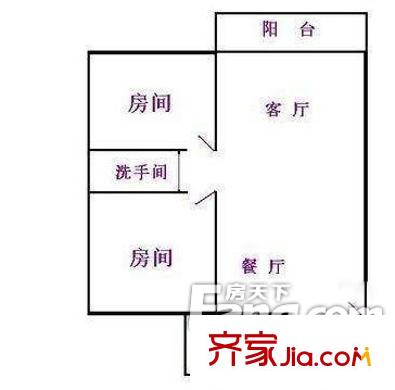 新城雅居户型图2室2厅户型图 2室2厅1卫1厨