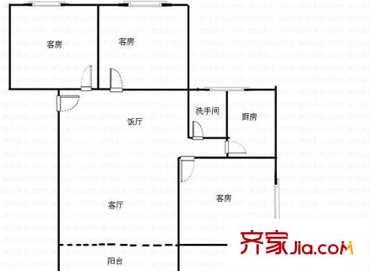 凯城华庭户型图3室2厅户型图 3室2厅2卫