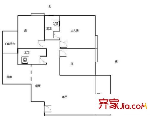 侨福苑户型图4室2厅户型图 4室2厅2卫1厨