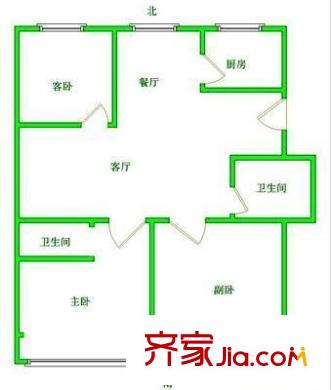 中信广场国际公寓户型图3室2厅户型图 3室2厅2卫