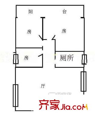 安富花园户型图3室1厅户型图 3室1厅1卫1厨