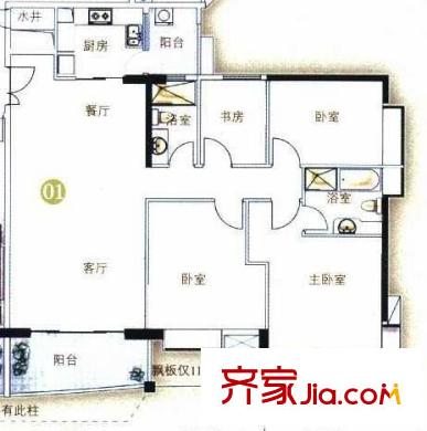 新港西路小区户型图4室2厅户型图 4室2厅2卫1厨