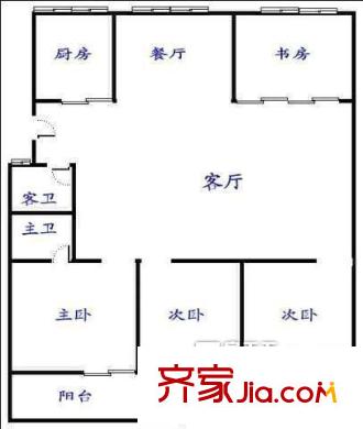 祥兴大厦户型图4室1厅户型图 4室1厅1卫1厨